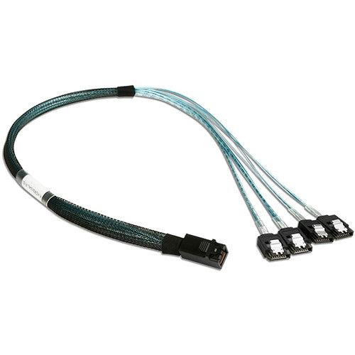 iStarUSA HD miniSAS SFF-8643 to 4x SATA with Latch Reverse Breakout Cable (19.7")