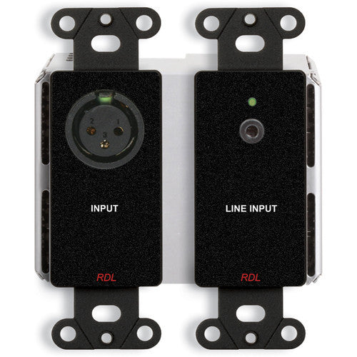 RDL DDB-BN2ML 2 x 2 Wall-Mounted Bi-Directional Mic/Line Dante Interface (Black)