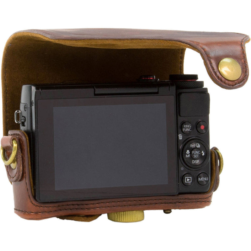 MegaGear Ever Ready Leather Camera Case for Canon PowerShot G7 X Mark II (Dark Brown)