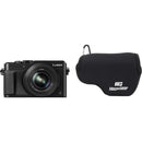 MegaGear Ultra-Light Neoprene Camera Case with Carabiner for Panasonic Lumix DMC-LX100 (Black)