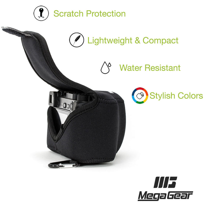 MegaGear Ultra-Light Neoprene Camera Case with Carabiner for Panasonic Lumix DMC-LX100 (Black)
