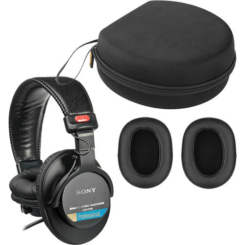 Sony MDR-7506 Headphones with Sheepskin Leather Earpads & Carrying Case Kit
