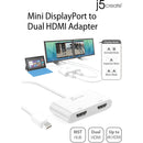 j5create Mini DisplayPort to Dual HDMI Adapter