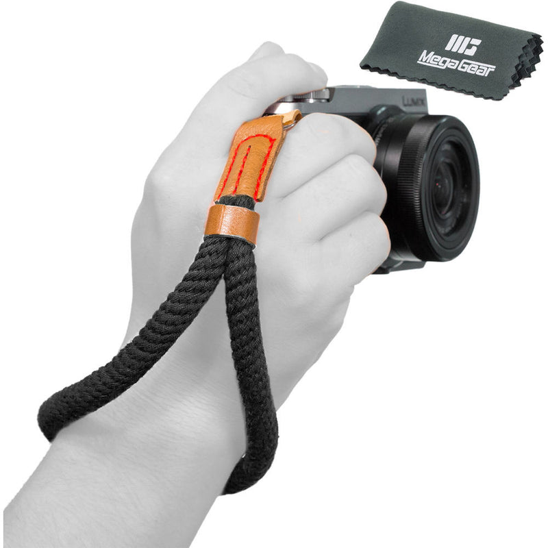 MegaGear Hand Wrist Cotton Security Strap for All Cameras (Small, Black)