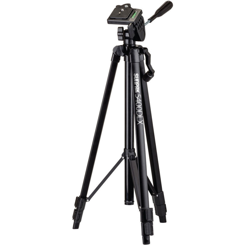 Sunpak 5400DLX Tripod with 3-Way, Pan-and-Tilt Head, Smartphone Mount, and Mount for GoPro Camera