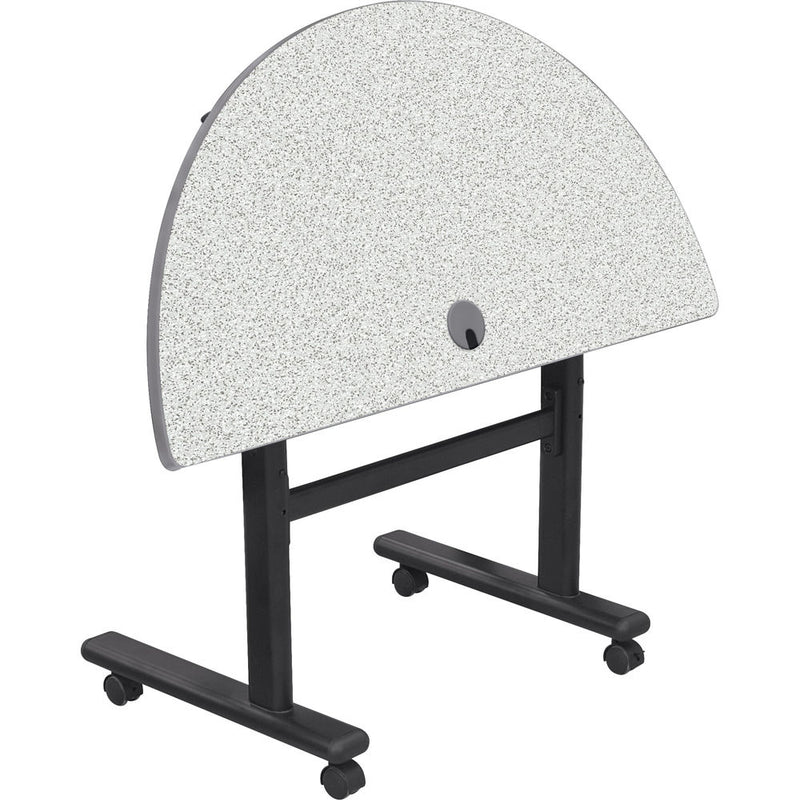 Balt Height Adjustable Sit and Stand Flipper Table (Half Round, Gray Nebula Laminate, Platinum Edge)