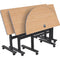 Balt Height Adjustable Sit and Stand Flipper Table (Half Round, Castle Oak Laminate, Platinum Edge)