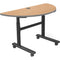 Balt Height Adjustable Sit and Stand Flipper Table (Half Round, Castle Oak Laminate, Platinum Edge)
