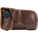 MegaGear Ever Ready Leather Camera Case for Canon EOS M3 with 18-55/55-200mm (Dark Brown)