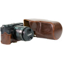 MegaGear Ever Ready Leather Camera Case for Canon EOS M3 with 18-55/55-200mm (Dark Brown)