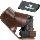 MegaGear Ever Ready Leather Camera Case for Canon EOS M3 with 18-55/55-200mm (Dark Brown)