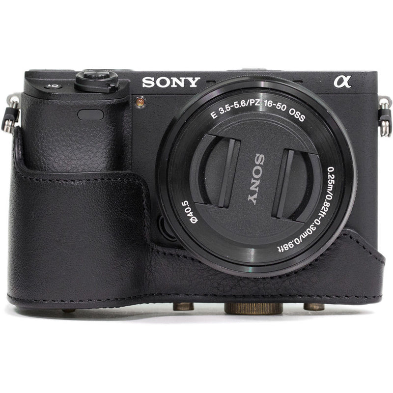 MegaGear Ever Ready Leather Camera Case for Sony a6000/a6300 with 16-50mm (Black)