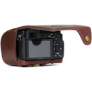 MegaGear Ever Ready Leather Camera Case for Sony a6000/a6300 with 16-50mm (Dark Brown)