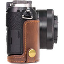 MegaGear Ever Ready Leather Half-Bottom Camera Case for Panasonic LUMIX GX85 (Dark Brown)