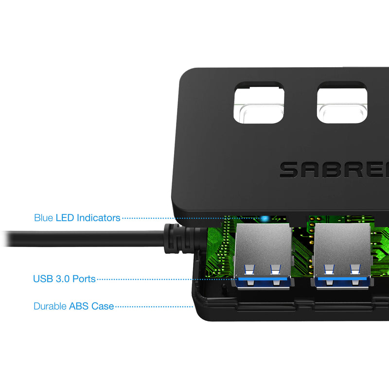 Sabrent 4-Port USB 3.0 Hub with Power Switches