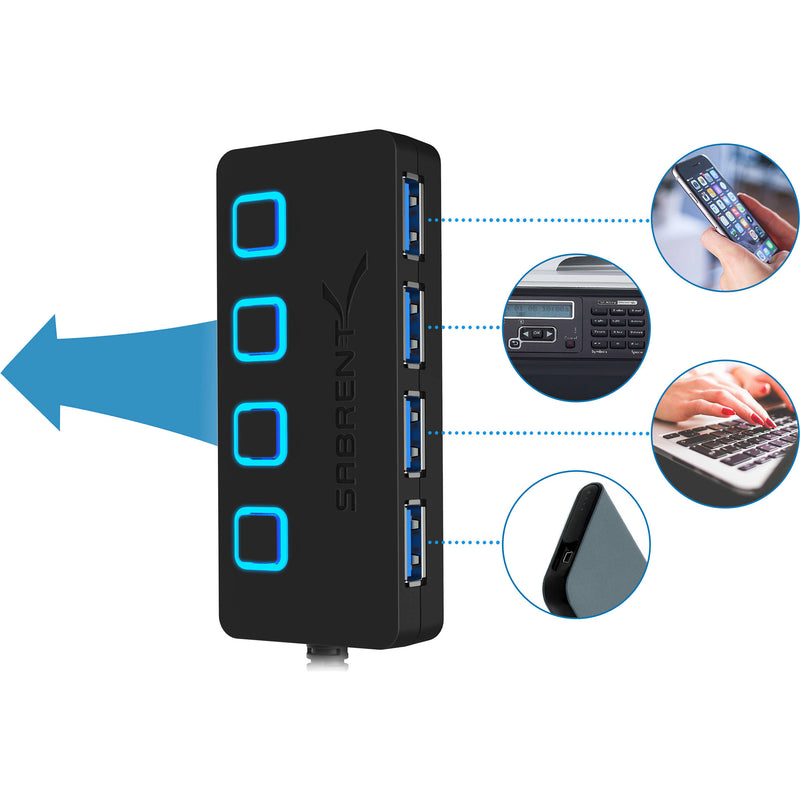 Sabrent 4-Port USB 3.0 Hub with Power Switches