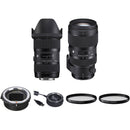 Sigma 18-35mm f/1.8 Art & 50-100mm f/1.8 Art Lenses for Canon EF with Sony E Mount Converter/Lens Adapter Kit