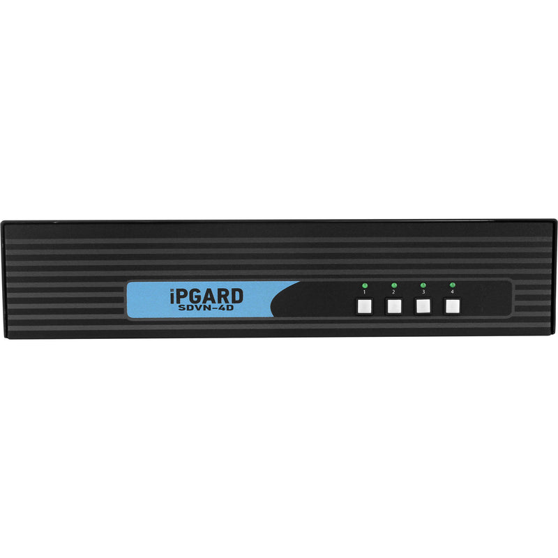 IPGard 4-Port Dual-Head Dual-Link DVI-I KVM Switch with 4K Support