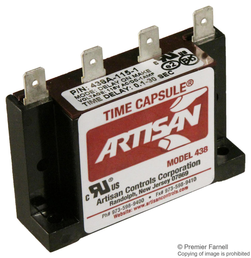 ARTISAN CONTROLS 438A-115-1 SOLID STATE TIMER, 30SEC, 115VAC/DC