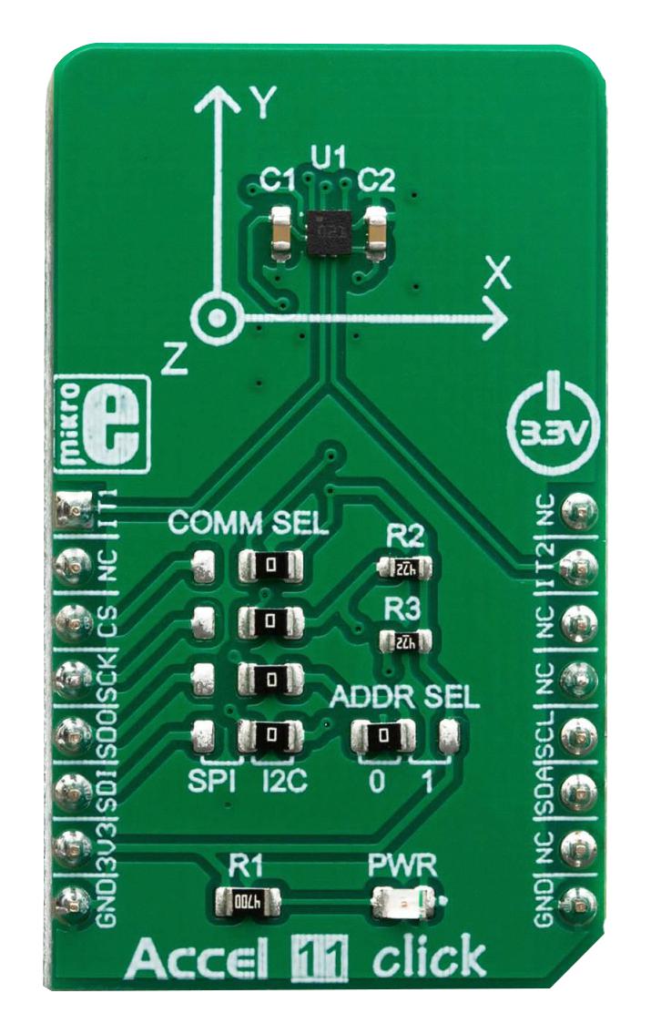 Mikroelektronika MIKROE-3440 Add-On Board Accel 11 Click BMA456 3-Axis Accelerometer Mikrobus Connector