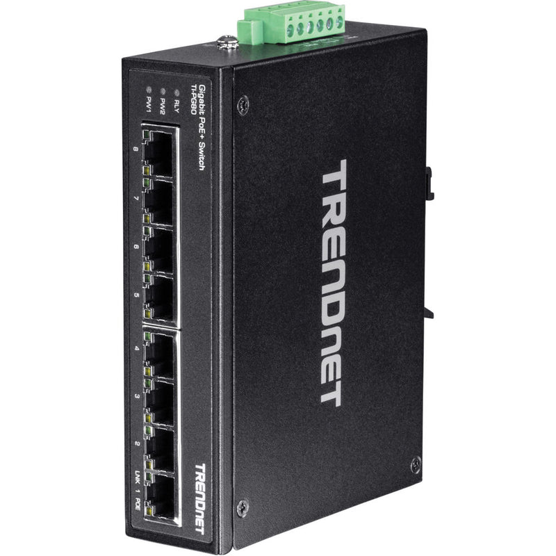 TRENDnet TI-PG80 8-Port Hardened Industrial Gigabit POE+ DIN-Rail Switch