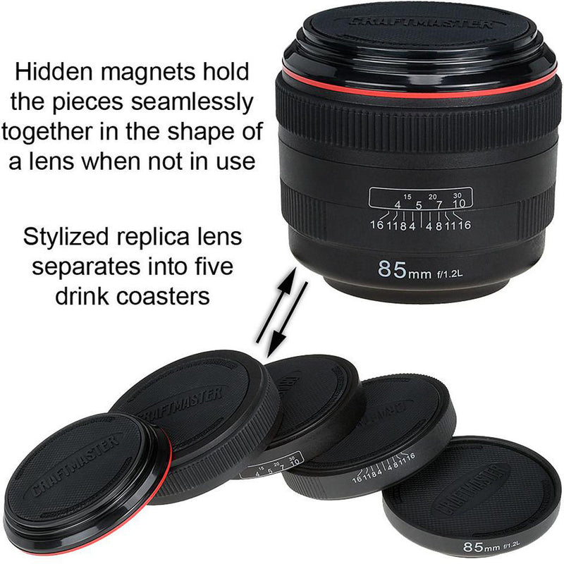 FotodioX LenzCoaster Lens Replica Coaster Set (Black)