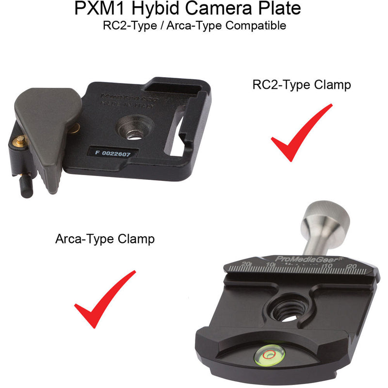 ProMediaGear PXM1 HYBRID Manfrotto-Type RC2 and Arca Swiss-Type Quick-Release Plate