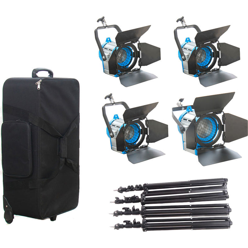 CAME-TV 4-Light Fresnel Tungsten Video Spot Light Kit (1 x 650W and 3 x 300W)