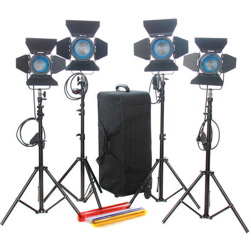 CAME-TV 4-Light Fresnel Tungsten Video Spot Light Kit (2 x 650W and 2 x 300W)