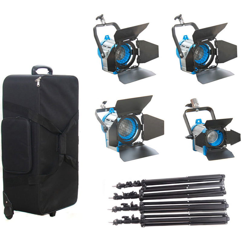 CAME-TV 4-Piece Fresnel Tungsten Light Set (1 x 650W, 2 x 300W, & 1 x 150W)
