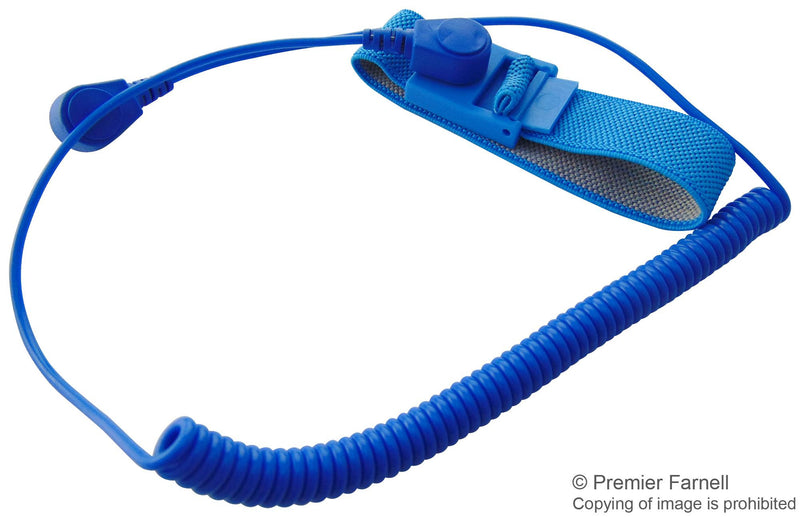 MULTICOMP 066-0055 Wrist Band, Adjustable, 6ft Cord, Blue, Stud