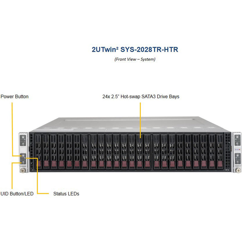 Supermicro SuperServer 2028TR-HTR with Four Hot-Pluggable Systems (2 RU, Black)