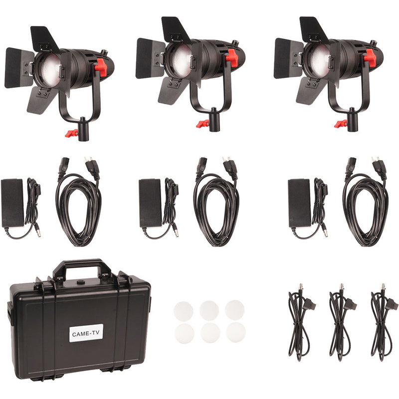 CAME-TV Boltzen 30W Fresnel Fanless Focusable LED Bi-Color Fixture Kit (Set of 3 Fixtures)