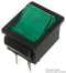 ARCOLECTRIC C1553VQNAL Rocker Switch, Illuminated, DPST, Off-On, Green, Panel, 16 A