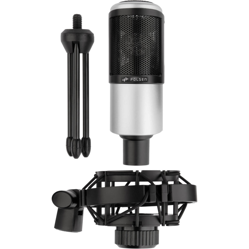 Polsen PCR-65 Cardioid Condenser Mic Broadcaster Kit with Suspension Arm, Headphones & Cable