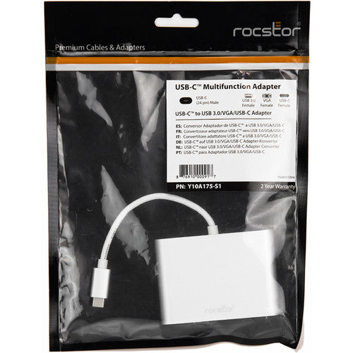 Rocstor USB-C to VGA Multi-Port Adapter (USB-C to VGA/USB-C (3.1)/USB 3.0 Converter)