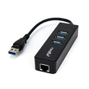 Rocstor 3-Port External Portable USB 3.0 Hub with Gigabit 10/100/1000 Ethernet