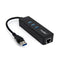 Rocstor 3-Port External Portable USB 3.0 Hub with Gigabit 10/100/1000 Ethernet