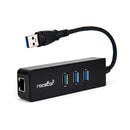 Rocstor 3-Port External Portable USB 3.0 Hub with Gigabit 10/100/1000 Ethernet