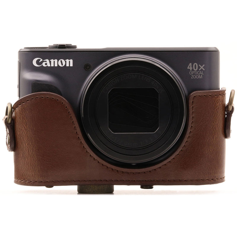 MegaGear Ever Ready Leather Camera Case for Canon PowerShot SX730 HS (Dark Brown)