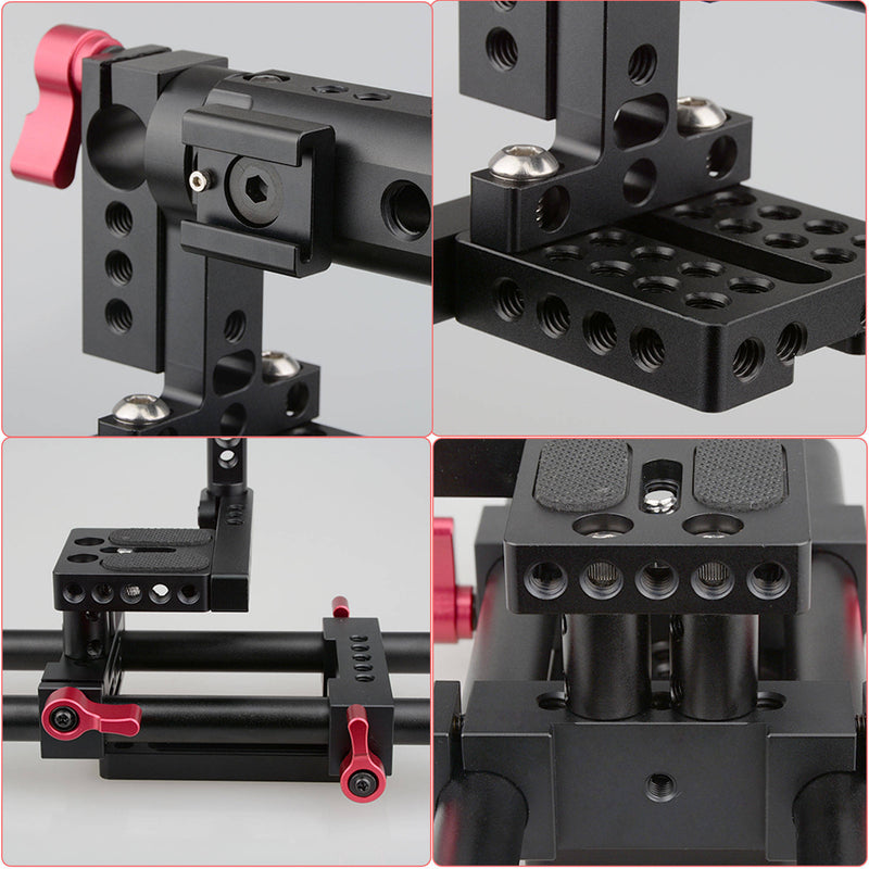CAMVATE Camera Half Cage with 15mm Rod Support & Top Handle
