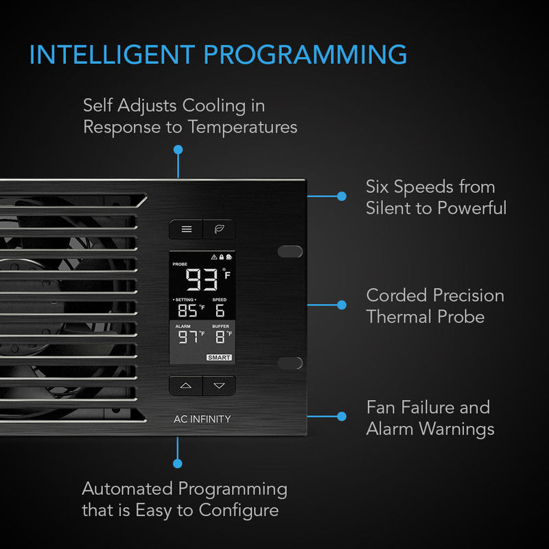 AC Infinity CLOUDPLATE T9 PRO Quiet Rack Cooling Fan System (3 RU, Exhaust)