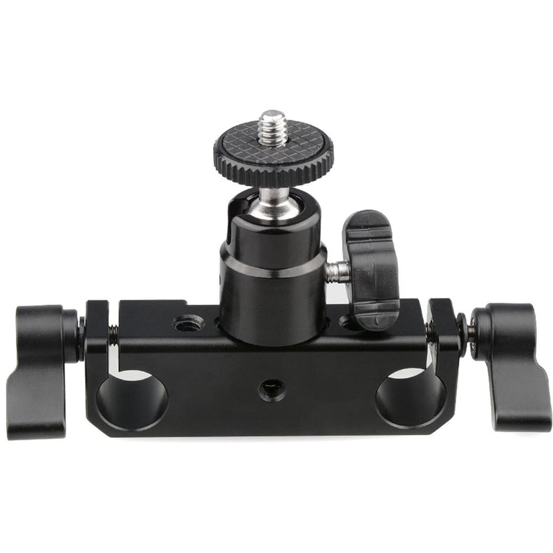 CAMVATE 15mm Rod Clamp Railblock for 15mm DSLR Rail Rig Rod Support System with 1/4" Hot Shoe Mount Mini Ball Head & Flash Bracket Holder Screw