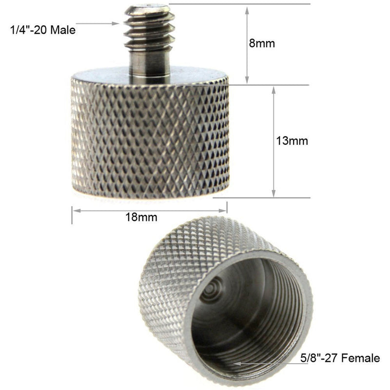 CAMVATE 1/4"-20 & 3/8"-16 Male to 5/8"-27 Female Thread Adapter for Microphone Mounts & Stands (Nickel Brass)