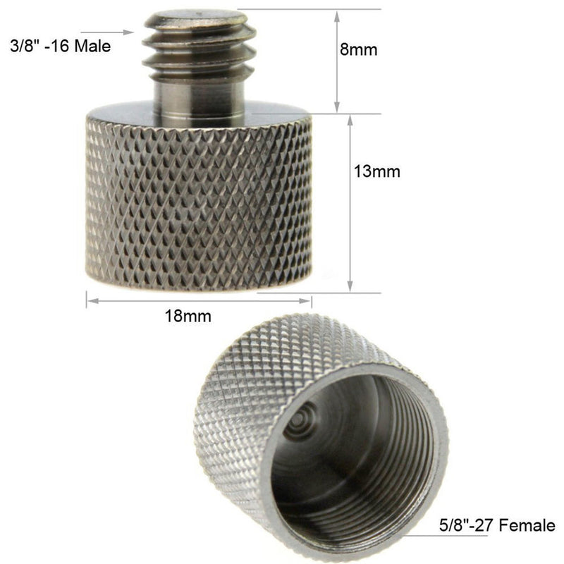 CAMVATE 1/4"-20 & 3/8"-16 Male to 5/8"-27 Female Thread Adapter for Microphone Mounts & Stands (Nickel Brass)