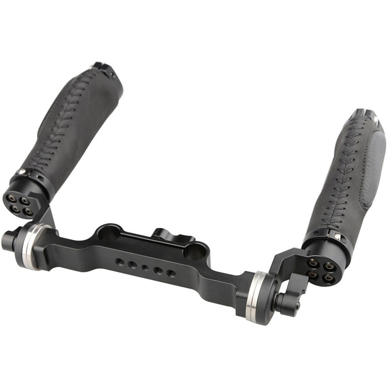 CAMVATE 15mm Rod & Black Leather Handle Shoulder Mount Rig with ARRI Rosette for DSLR Camera