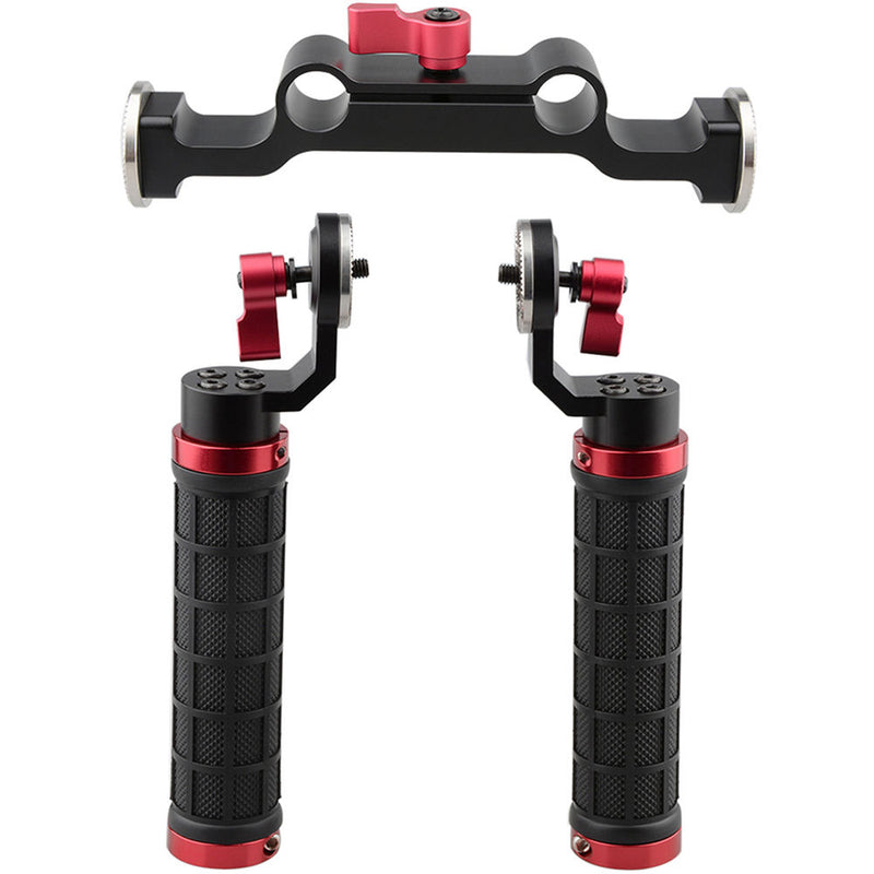 CAMVATE 15mm Rod & Soft Rubber Grip Shoulder Mount Rig with ARRI Rosette for DSLR Camera