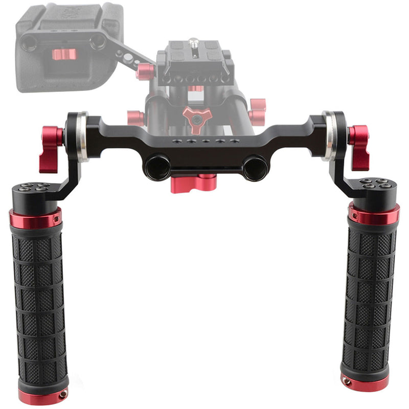 CAMVATE 15mm Rod & Soft Rubber Grip Shoulder Mount Rig with ARRI Rosette for DSLR Camera