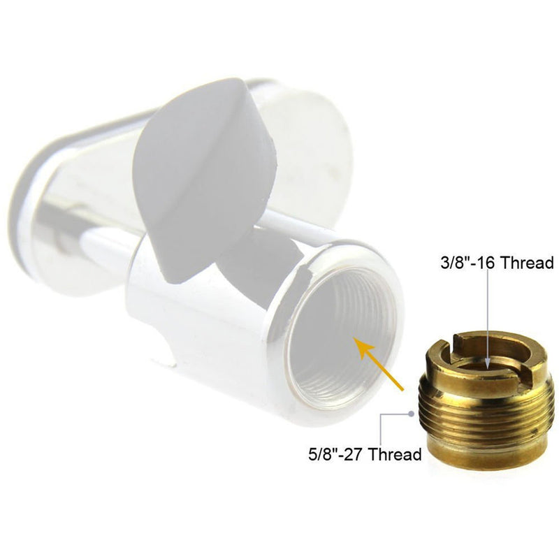 CAMVATE 3/8"-16 Female to 5/8"-27 Male Thread Adapter for Microphone Mounts & Stands (Gold Brass, 2-Pack)