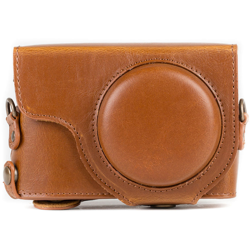 MegaGear Ever Ready Leather Camera Case for Panasonic LUMIX DC-ZS70 and DC-TZ90 (Light Brown)